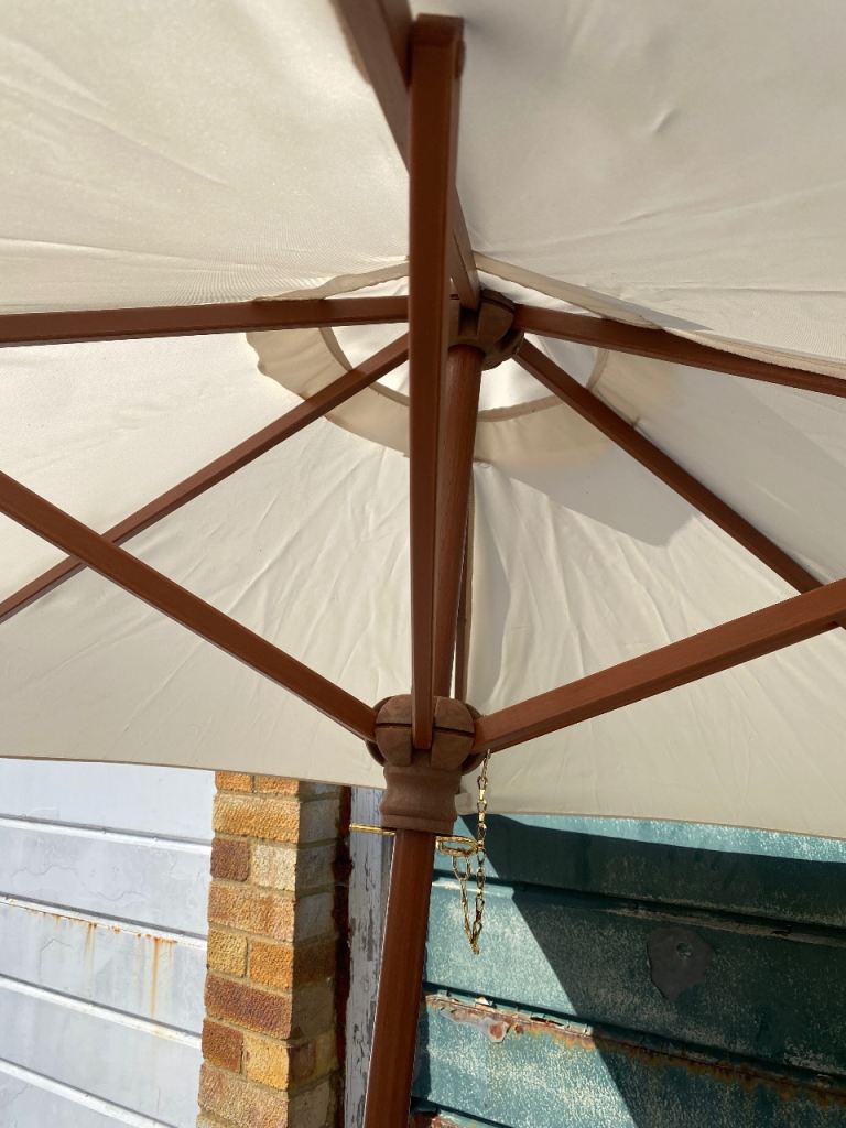 Garden Parasol – Beige with Wooden Pole