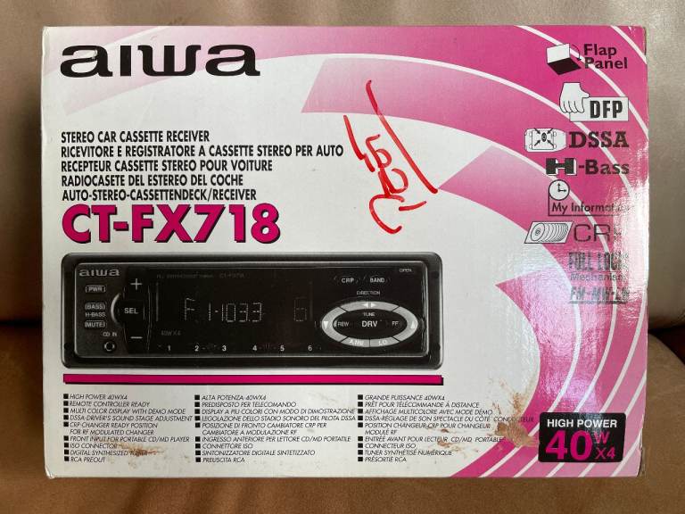aiwa Stereo Car Cassette Receiver CT-FX718, new in original box
