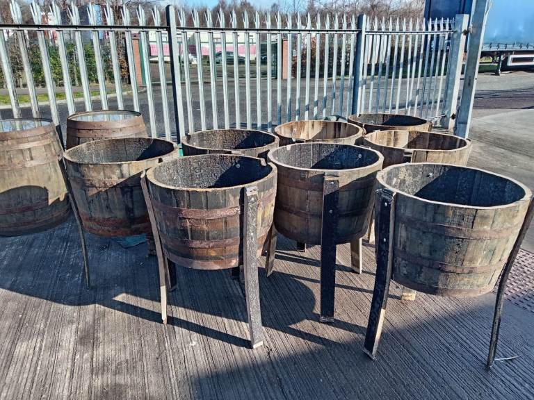 Raised Whisky Barrel Planters 