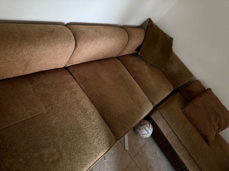 Brown large L shape sofa + 2 seater 