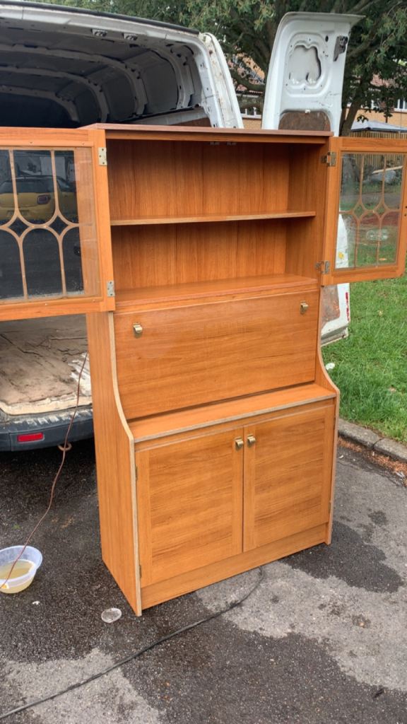Vintage Antique Walnut Cocktail Drinks Display Cabinet Sideboard DELIVERY 
