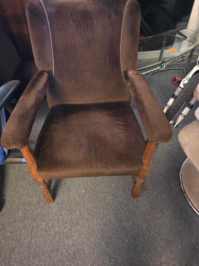 Vintage brown suede armchair 