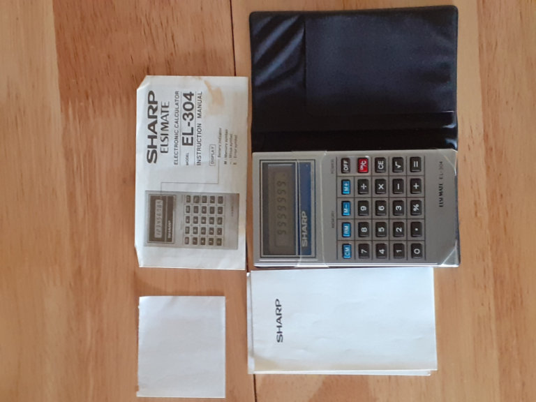 image for Sharp EL-304 Elsi Mate Calculator with Original Case and Manual.