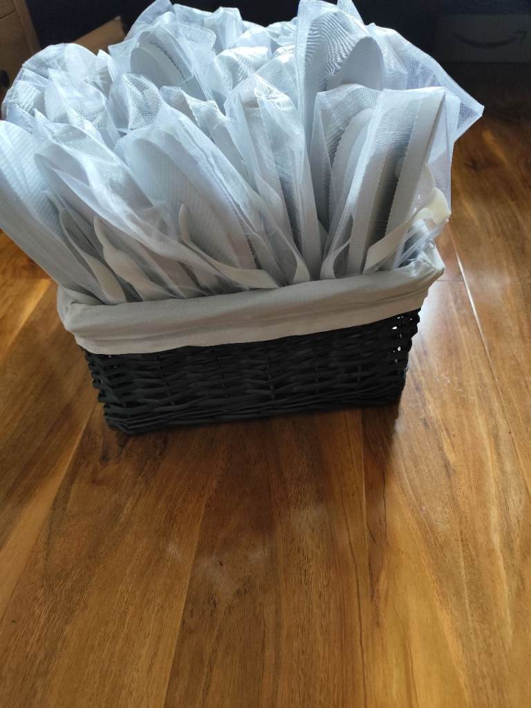 25 Wedding Guest Flip-Flops in Organza Bags – Basket Option Available