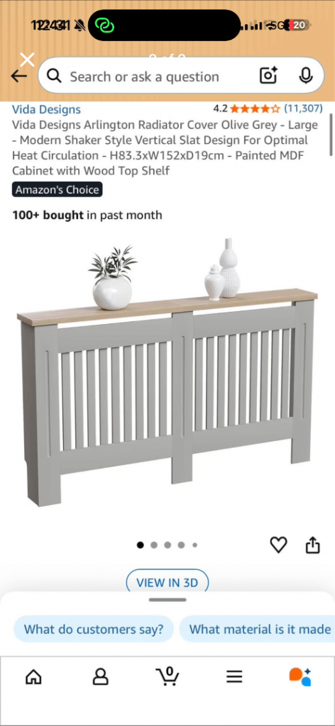 NEW Amazon Grey Radiator Cover – Still Boxed