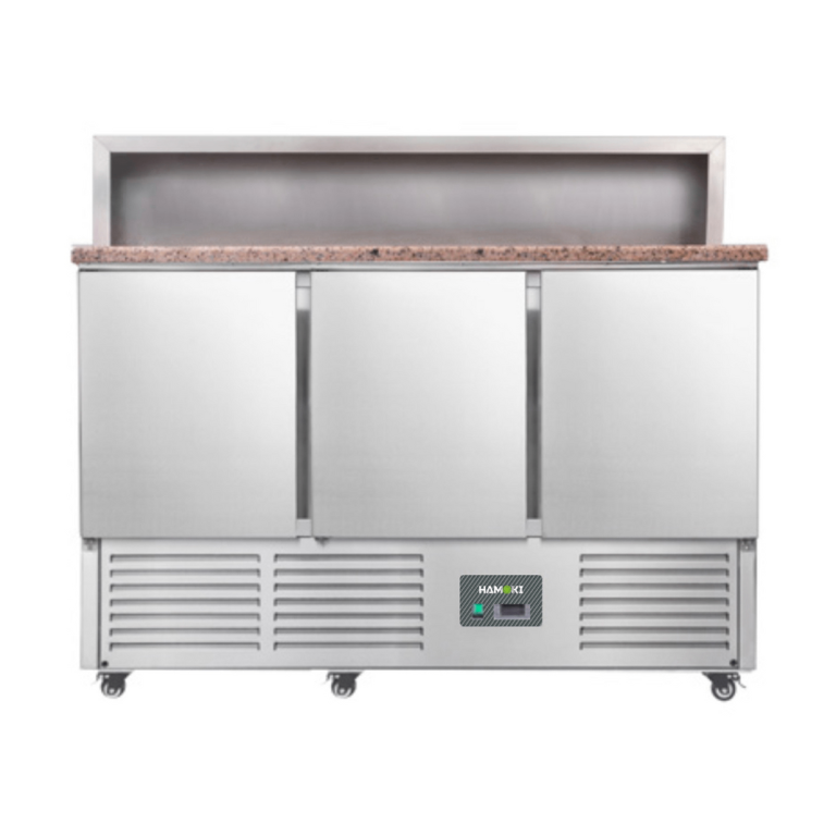 Commercial 3 Door Fridge Salad Prep Counter with Granite Worktop 346L