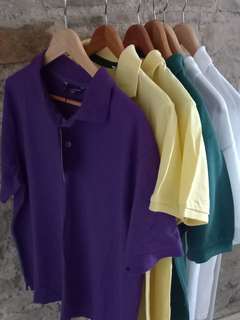 3 mens polo shirts plus 3 free with logo on.