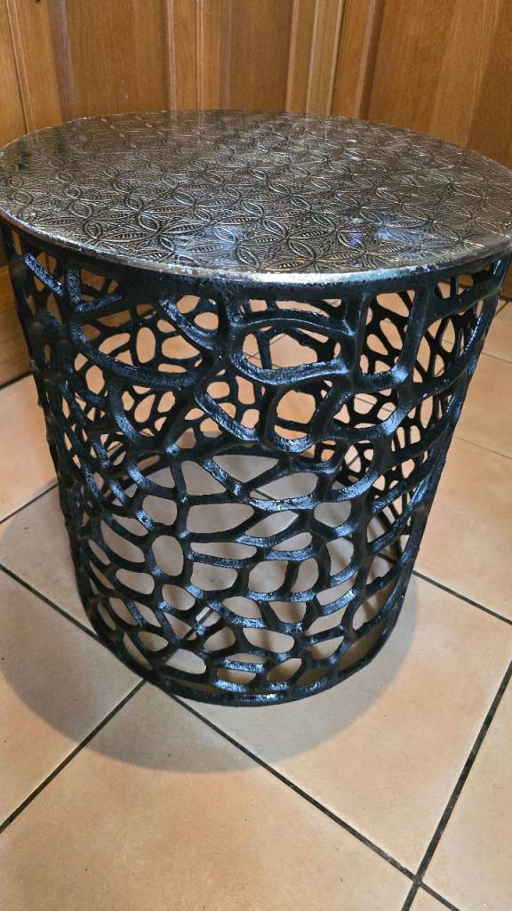 Decorative Metal Coffee Table - Black with Patterned Top