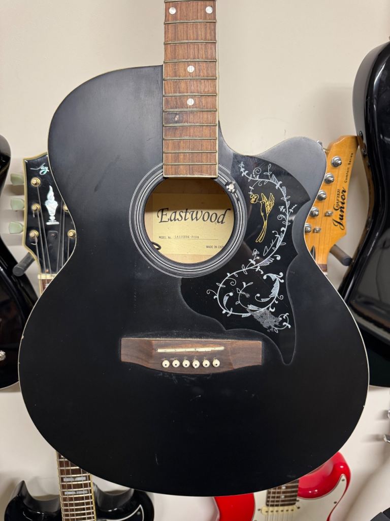Eastwood LA12SEBK-FCEQ Electro Acoustic Cut Away Guitar Matt Black 4/4 6 string 