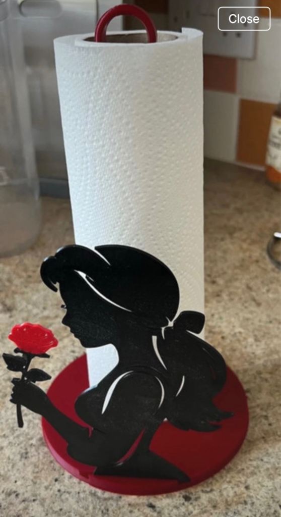 Beauty and the Beast Kitchen Roll Holder – Red/Black