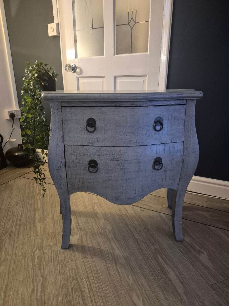 Grey bombe ornate chest of drawers 