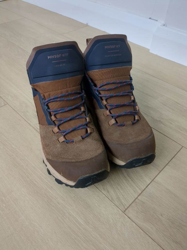 Quechua MH500 Hiking Boots – Brown/Blue, Size UK 7