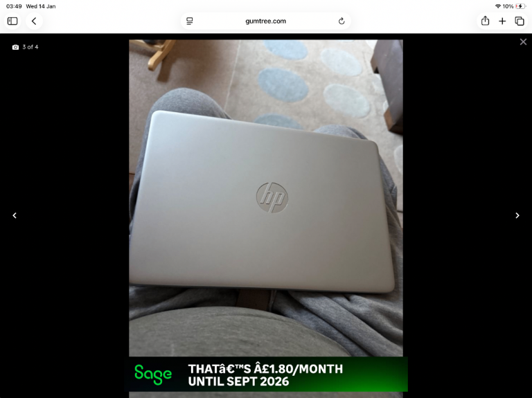 HP laptop as new used 3 times fast at loading with travel case £260 