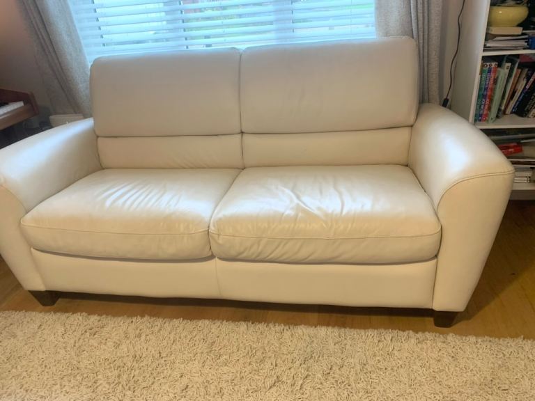IKEA LEATHER SOFA-BED IN IVORY:  12 cms deep mattress. 