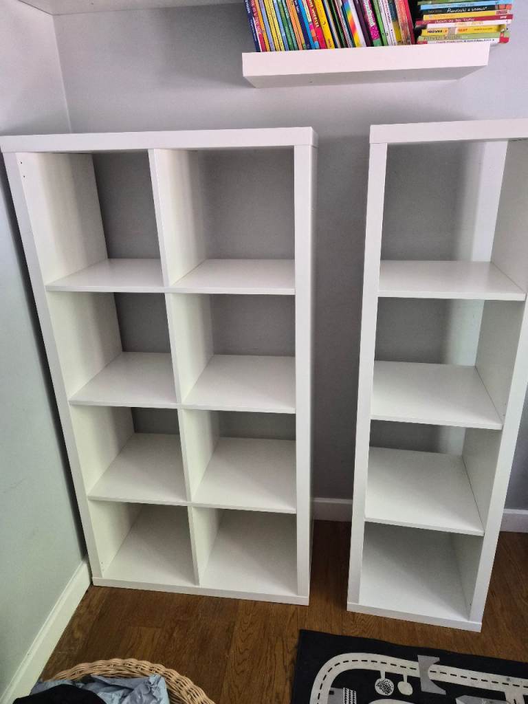 Pair of White Cube Storage Units / Bookcases