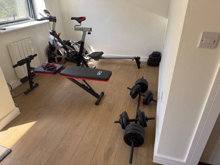 Complete Home Gym Set – JLL Bike, Rower, Bench & Weights