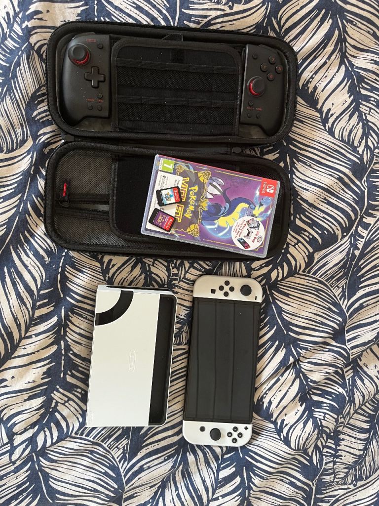 Nintendo Switch OLED incl POKEMON Sword and Violet with Case, HORI Controllers,