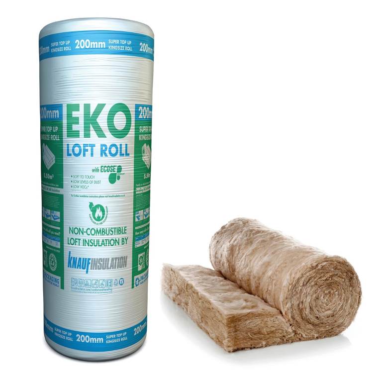 Knauf Eko Roll Loft insulation roll, (L)4.83m (W)1.14m (T)200mm - 12 rolls