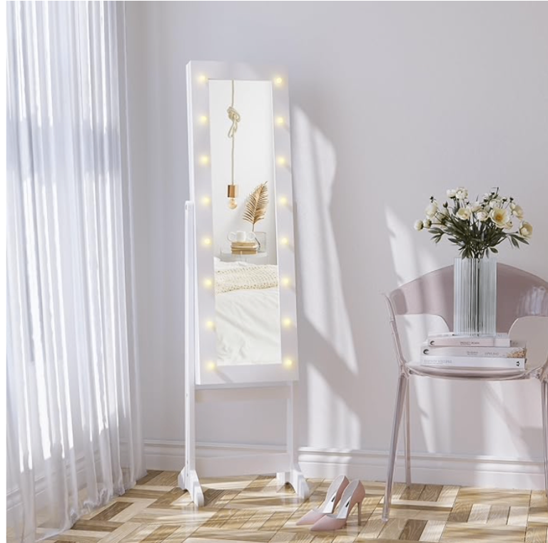 Freestanding Mirror Jewellery Cabinet with LED lights - Brand New 