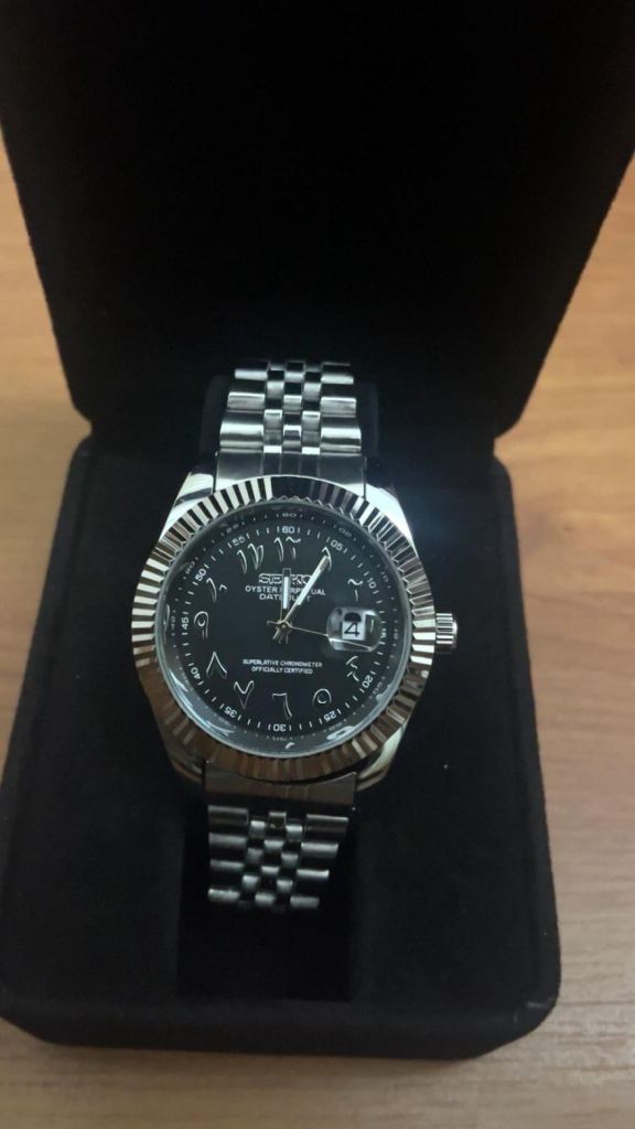 Seiko Arabic dial watch obsidian black 