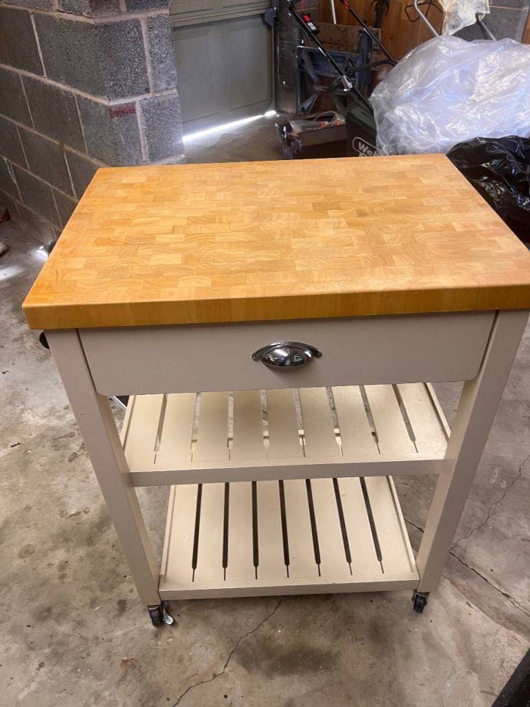 Kitchen Trolley with Wooden Top and Storage – Good Condition