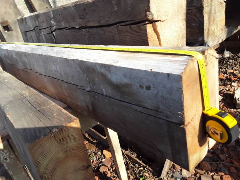 Reclaimed, 200 years solid pine beam. 7 foot long.