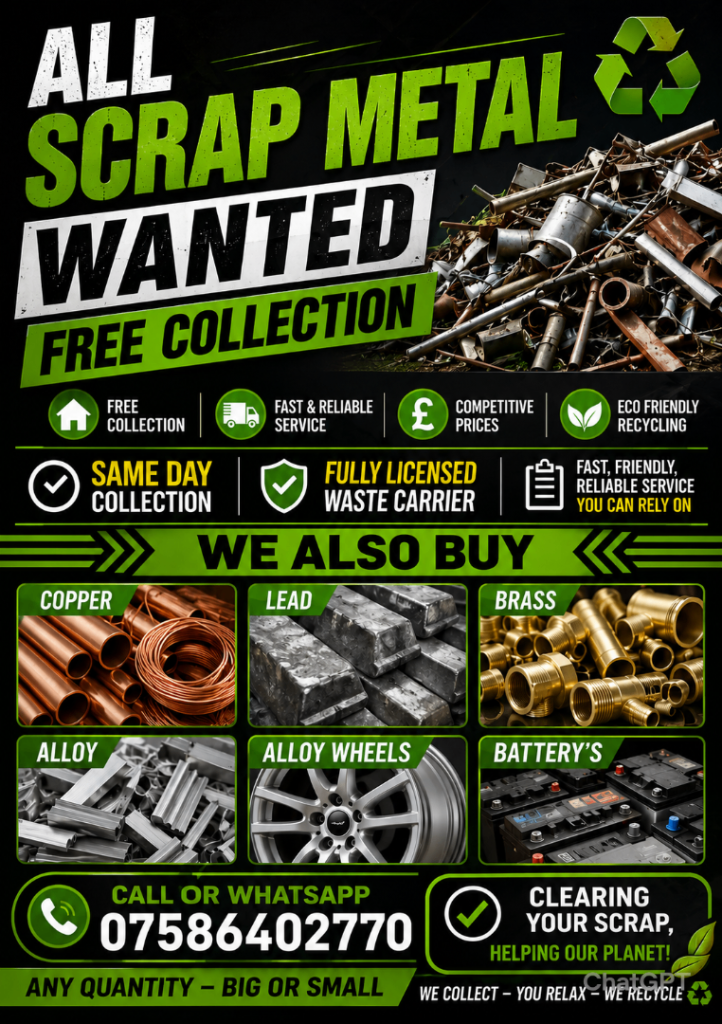 Wanted: ALL Scrap Metal – Free Collection