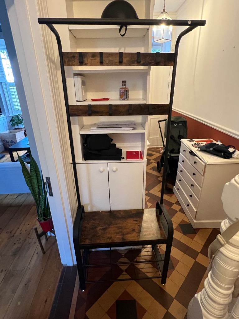 Free Industrial Style Hallway Coat Rack with Shoe Storage