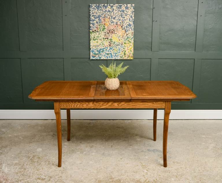 Mid Century Oak Extending Dining Table by Strongbow Furniture