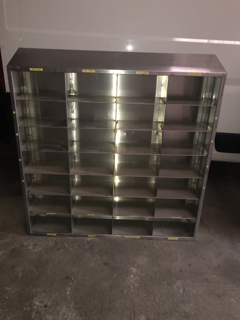 Stainless steel storage cabinet, display unit.