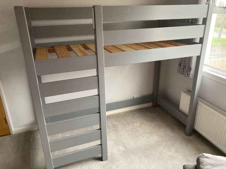 Kids high sleeper, mattress, futon, computer desk & chair. 