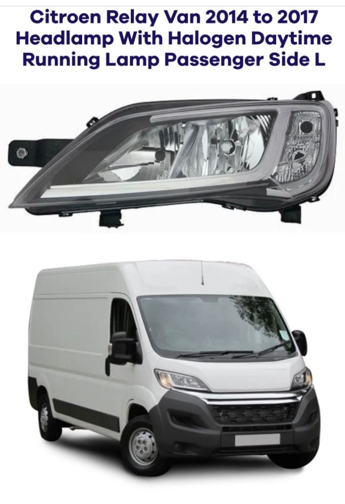 Citroen Relay Van 2014 to 2017 Headlamp With Halogen Daytime Running Lamp Passenger Side L