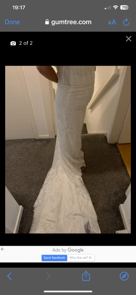 Beautiful White Lace Wedding Dress – Good Condition all wedding shoes size 5 thrown in 
