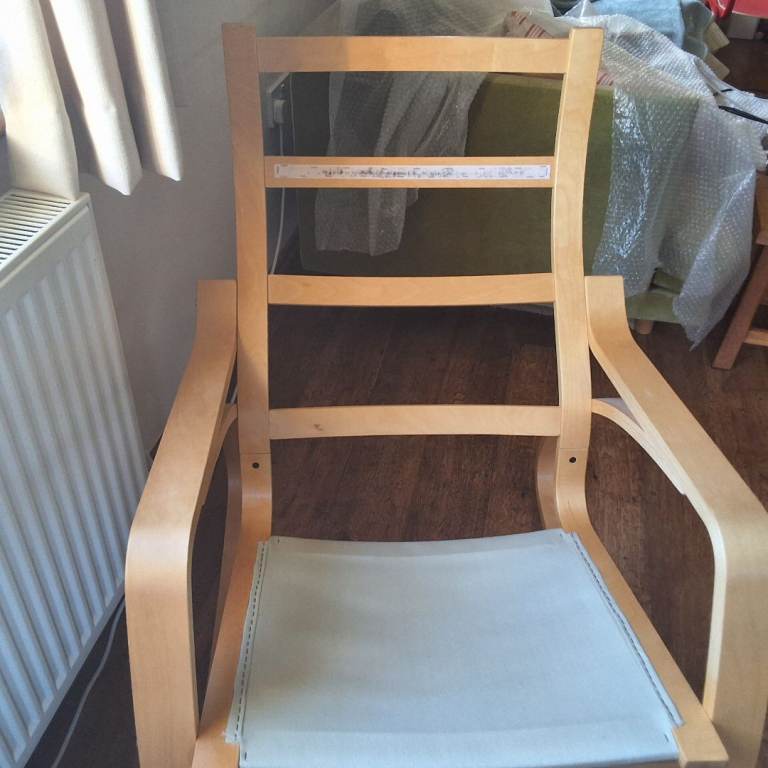 Ikea Poang rocking chair and stool.