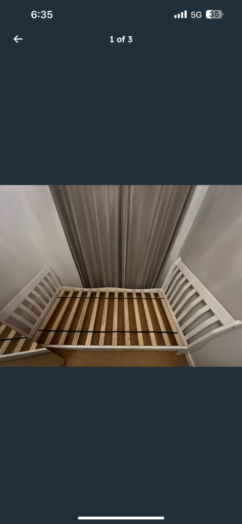 Single white wooden bed frame