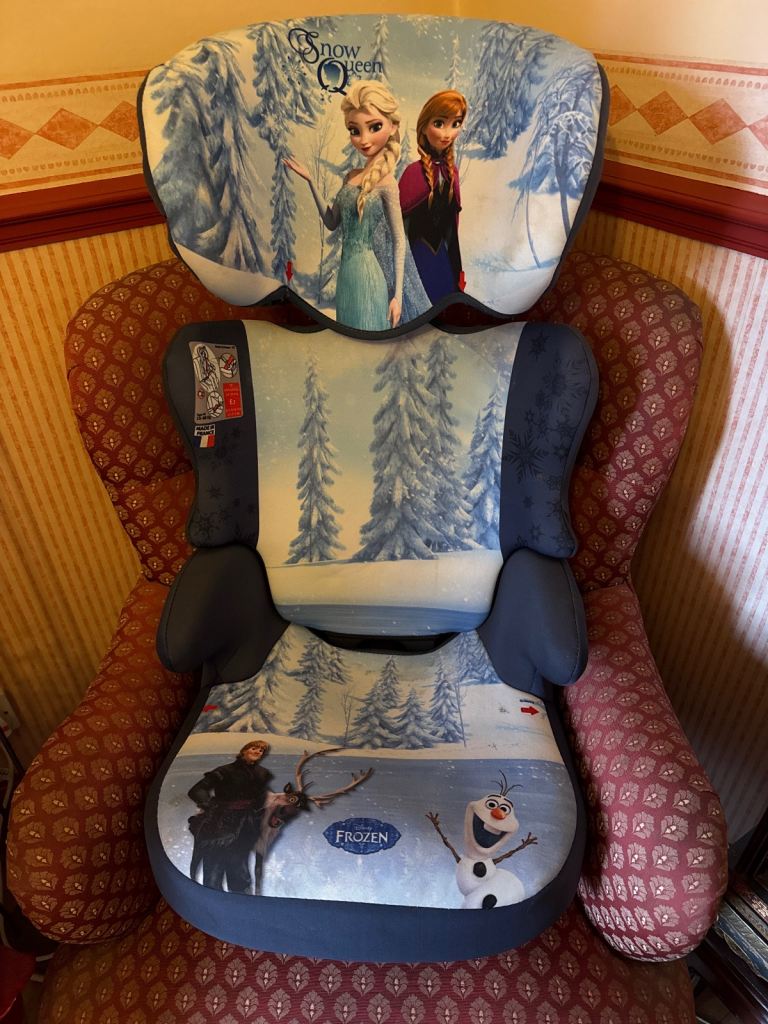 Child’s car seat. Frozen Snow Queen