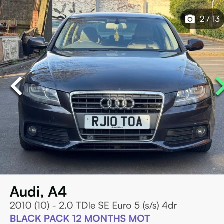 Audi, A4, Saloon, 2010, Manual, 1968 (cc), 4 doors