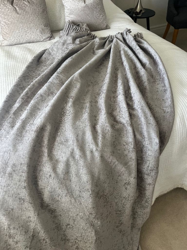 Taupe/silver chenille 90x90 curtains , 2 pairs ,Good Condition