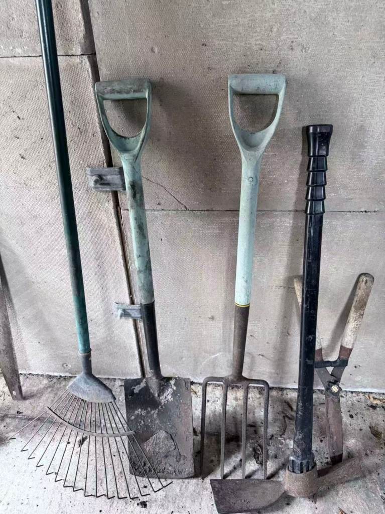 Moving Sale: Garden Tools Bundle – Rake, Spade, Fork, Hoe, Shears