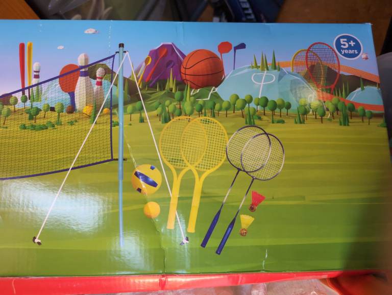 Kids Outdoor Sports Set – Badminton & Volleyball Fun
