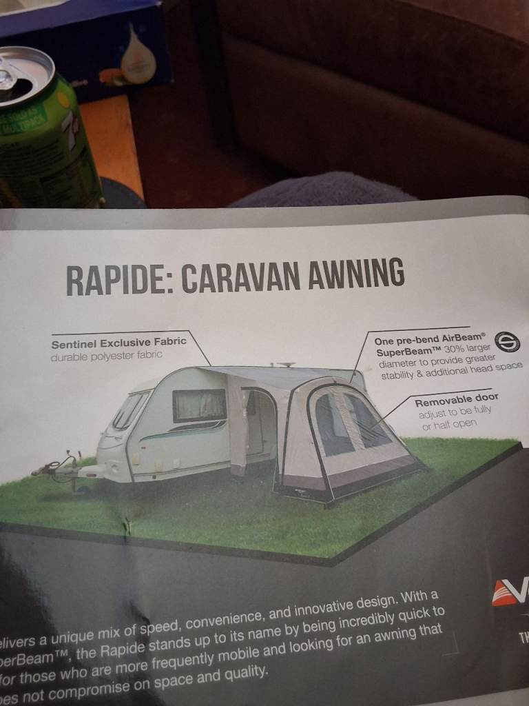       Vango Rapide 111 250 Porch caravan air awning hardly been used Including carpet sold as seen 