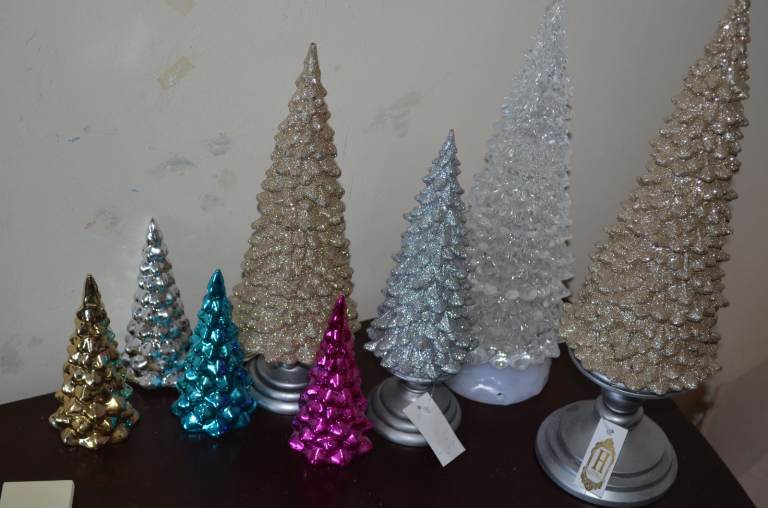 as new light up solid Xmas trees  12 inch filled water rotates QVC expensive 