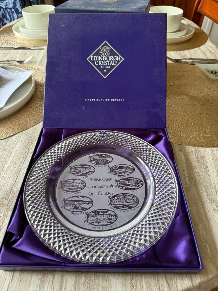 Edinburgh Crystal Plate Commemorating the British Open Championship Golf Courses Plate  