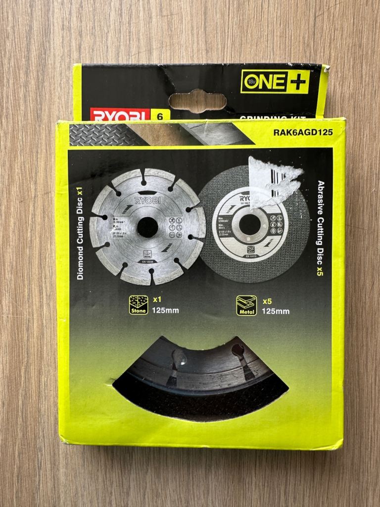 Ryobi RAK6AGD125 6-Piece Angle Grinder Set Compatible with 125mm Angle Grinder