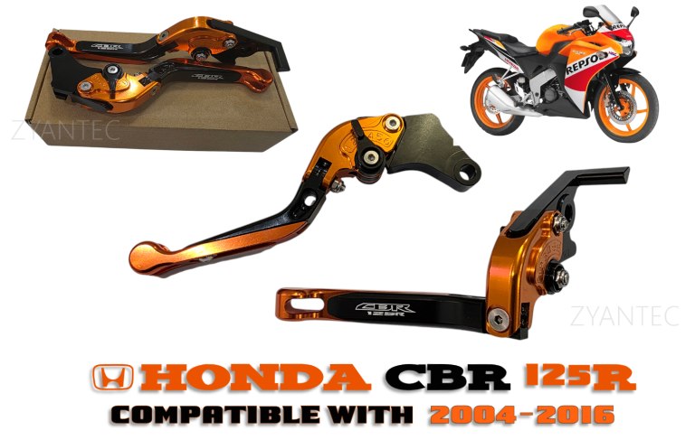 Honda CBR 125R 2004-2016 | Motorcycle Clutch & Brake Levers Set - Orange / Black