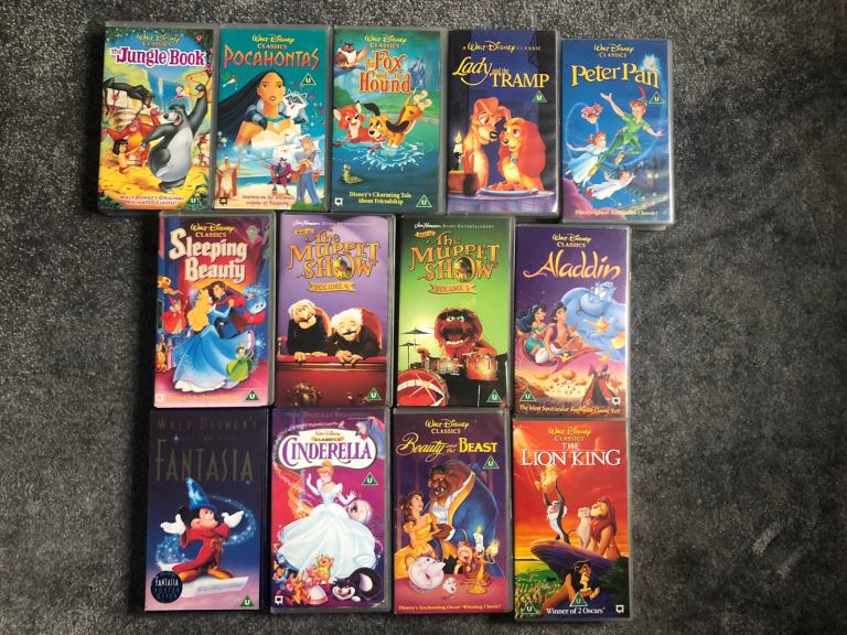 13 children’s VHS video tapes Disney and Muppet Show Christmas gift idea