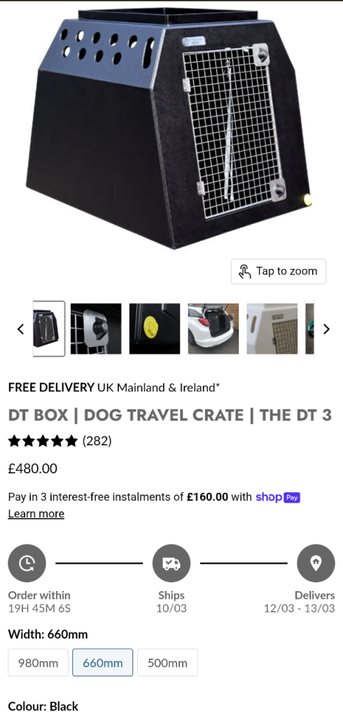 DT Boxes ( DT3 - Single ) Transport dog box (Lockable & Light Weight)