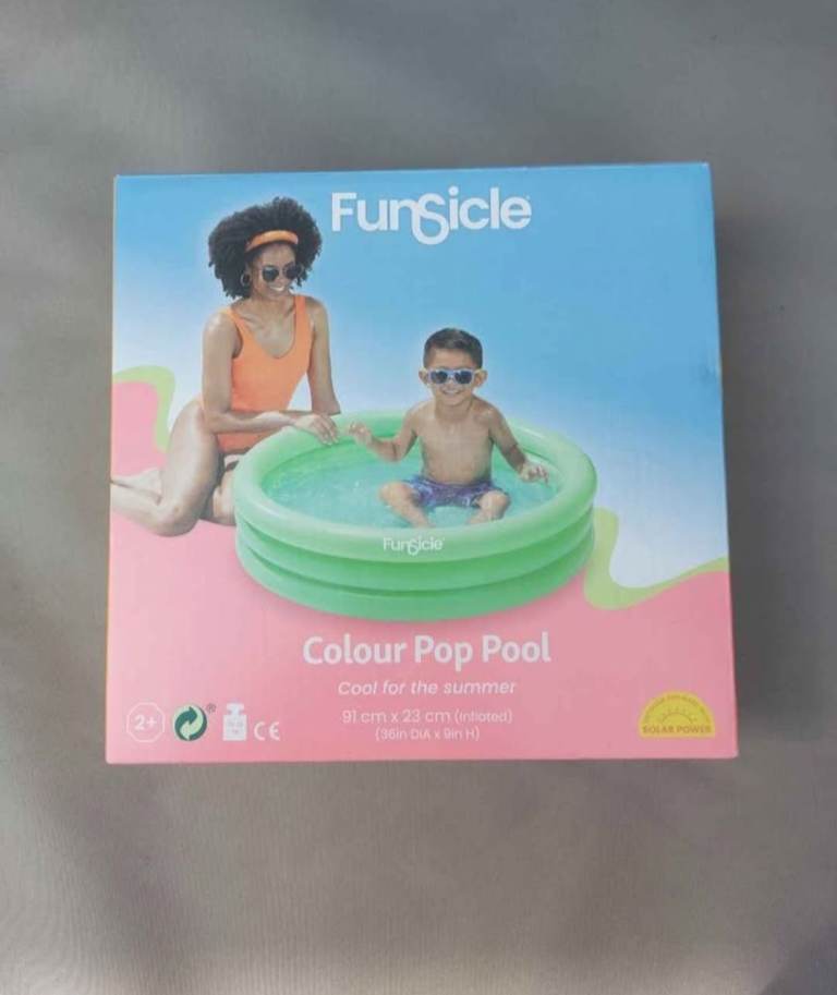 New in box toddler kids 2+ years funsicle 3ft swimming paddling pool 