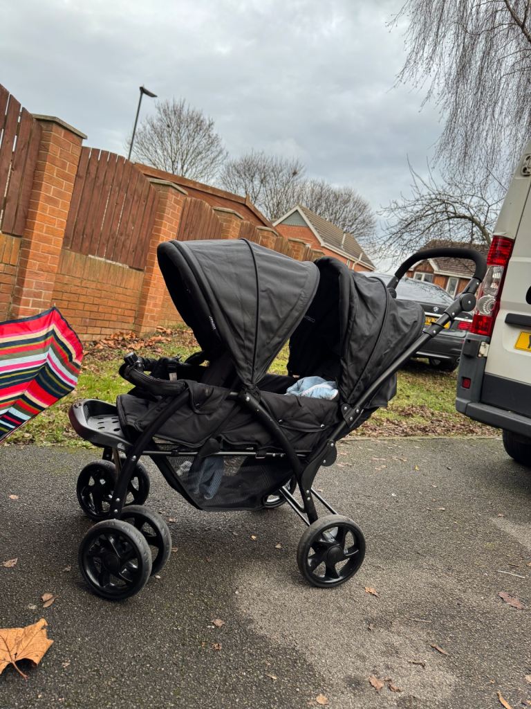 Portable Double Seat Baby Stroller Front Back Heavy Duty Construction Frame