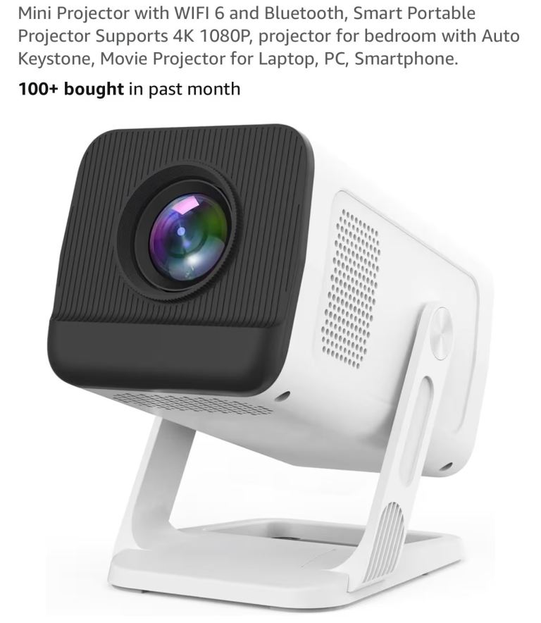 Mini Projector with WIFI 6 and Bluetooth